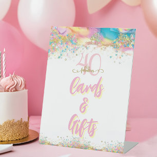 Forty and Fabulous Birthday Party Pedestal Sign
