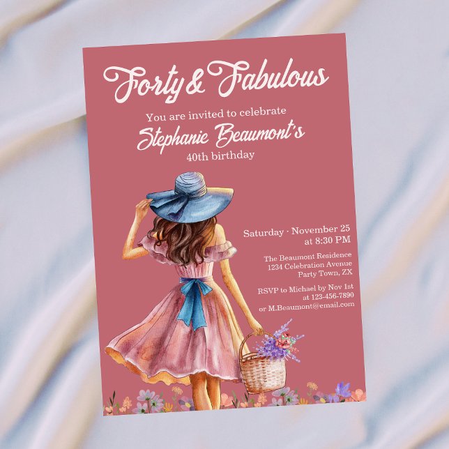 Forty and Fabulous Elegant Woman's 40th Birthday  Invitation (Creator Uploaded)