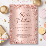 Forty and Fabulous Glam Rose Gold 40th Birthday  Invitation<br><div class="desc">Celebrate in style with this Modern Rose Gold Glitter "40 & Fabulous" Birthday Invitation. This chic and feminine design features shimmering rose gold glitter details, a graceful swash tail calligraphy script, and a soft blush pink metallic foil-look background. Perfect for a glamourous Forty and Fabulous birthday party or any milestone...</div>