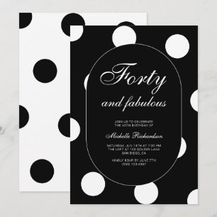 Forty and Fabulous Polka Dot 40th Birthday Party Invitation