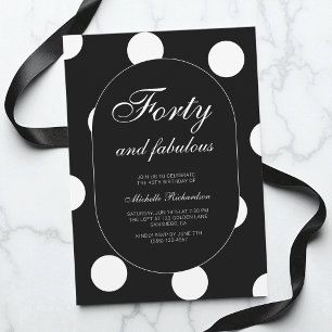 Forty and Fabulous Polka Dot 40th Birthday Party Invitation