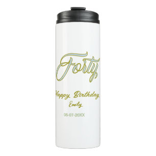 forty birthday name date blue green pastel trendy thermal tumbler