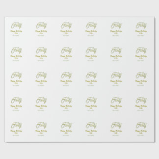 forty birthday name date blue green pastel trendy  wrapping paper
