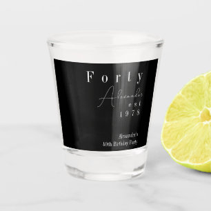 Forty Black and White 40th Birthday Party Favour Shot Glass
