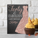 Forty & Fabulous 40th Birthday Card<br><div class="desc">Send a personalised birthday greeting with this elegant rose gold glitter dress forty and fabulous 40th birthday card. The name on the front can easily be personalised for that special person and the message on inside of the card can be personalised too.</div>