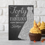 Forty & Fabulous 40th Birthday Card<br><div class="desc">Send a personalised birthday greeting with this elegant silver glitter dress forty and fabulous 40th birthday card. The name on the front can easily be personalised for that special person and the message on inside of the card can be personalised too.</div>