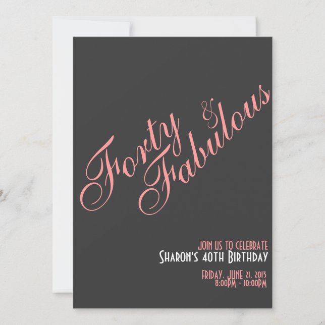 Forty & Fabulous Birthday Invitation (Front)