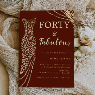 Forty & Fabulous Burgundy & Gold 40th Birthday 