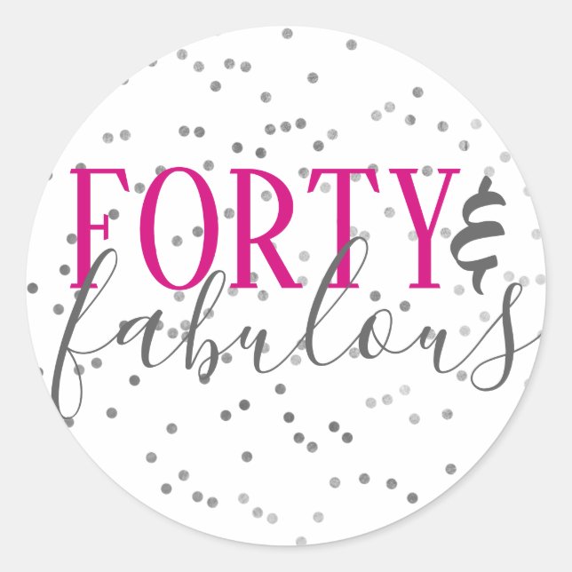 Forty & Fabulous Confetti Birthday Party Stickers (Front)