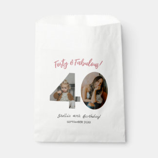 Forty & Fabulous Custom Photo 40th Birthday  Favour Bags
