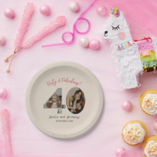 Forty & Fabulous Custom Photo 40th Birthday  Paper Plate