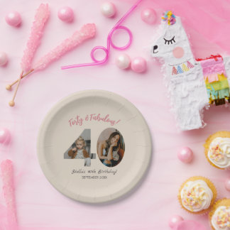 Forty & Fabulous Custom Photo 40th Birthday  Paper Plate