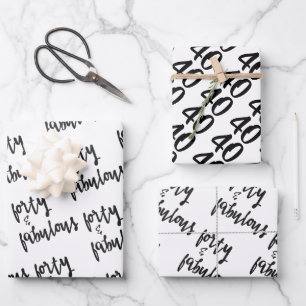Forty & Fabulous - Fun 40th Birthday Wrapping Paper Sheet