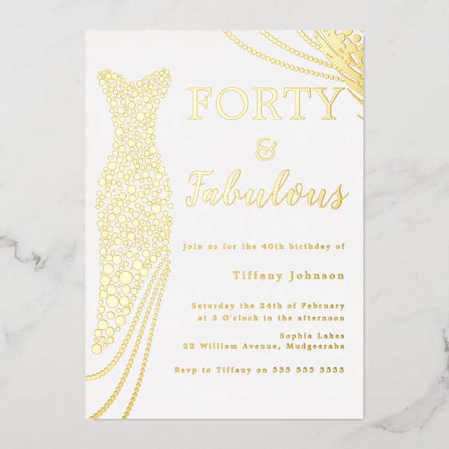 Forty & Fabulous! Gold Foil Dress 40th Birthday (Front)