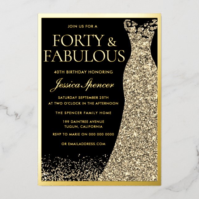 Forty & Fabulous Golden Foil 40th Birthday (Front)