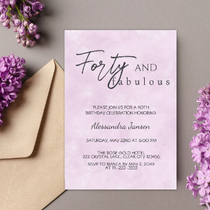 Forty & Fabulous Light Purple 40th Birthday Invitation