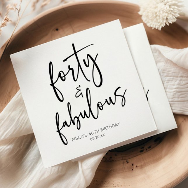 Forty & Fabulous Minimal 40th Birthday Party Napkin (Creator Uploaded)