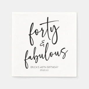 Forty & Fabulous Minimal 40th Birthday Party Napkin