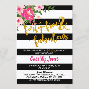 Forty Five & Fabulous Birthday Invitation