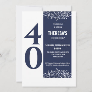 Forty Floral 40th Birthday Party Invitation