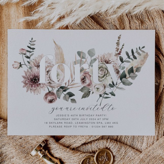 Forty Florals - 40th Birthday - Silver (Creator Uploaded)