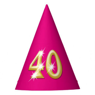 Forty fortieth birthday pink gold party hat