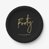 Forty | Gold & Black Lettering 40th birthday