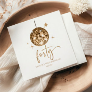 Forty Gold Disco Ball 40th Birthday Party Napkin