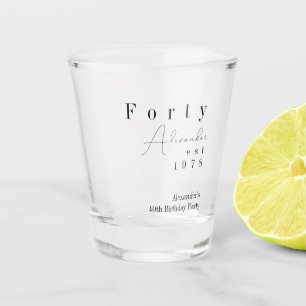 Forty Minimal 40th Birthday Party Favour Shot Glass