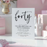 Forty | Modern 40th Black & White Birthday Party Magnetic Invitation<br><div class="desc">This modern, black and white, 40th birthday party invitation features classy modern typography. The word "forty" appears in script style calligraphy. Perfect for setting the stylish tone for a wonderful, fortieth birthday party celebration. The colour scheme of the invite is easy to customise - both the background and the typography...</div>