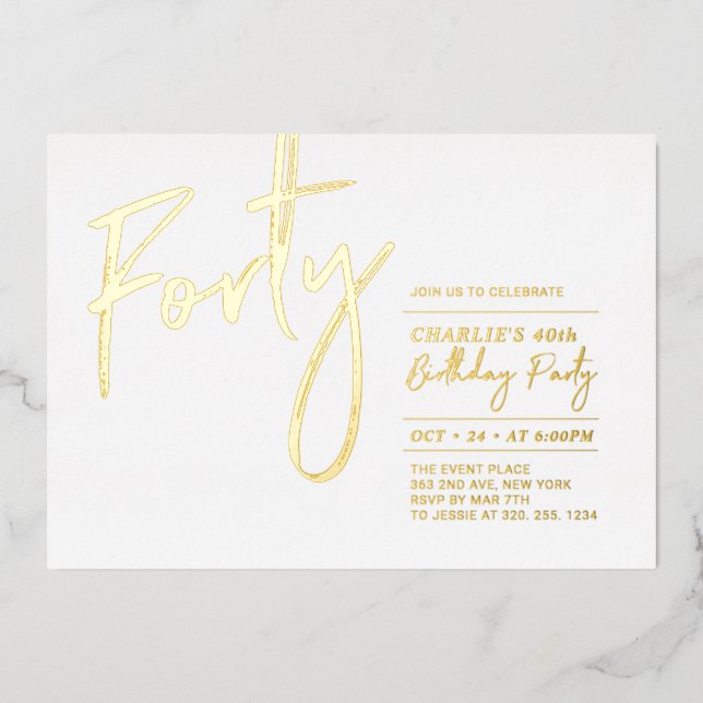 Forty | Modern Gold 40th Birthday Party (Front)