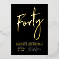 Forty | Modern Gold & Black 40th Birthday Party