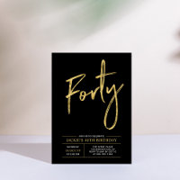 Forty | Modern Gold & Black 40th Birthday Party
