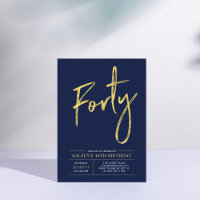 Forty | Modern Gold & Blue 40th Birthday Party