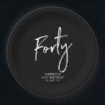 Forty Modern Lettering 40th birthday Paper Plates<br><div class="desc">This custom paper plate will add stylish detail to the modern 40th birthday. This design features simple chic lettering "Forty" with custom text. Matching invitations and party supplies are available in my shop BaraBomDesign.</div>