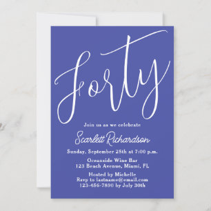 Forty Modern Script Lavender Purple 40th Birthday Invitation