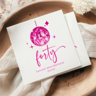 Forty Pink Disco Ball 40th Birthday Party Napkin