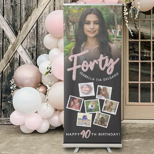 Forty pink glitter black Birthday party 8 photos  Retractable Banner