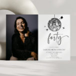 Forty Silver Disco Ball Photo 40th Birthday Party Invitation<br><div class="desc">This is a Forty Silver Disco Ball Custom Picture Photo 40th Birthday Party Invitation!</div>