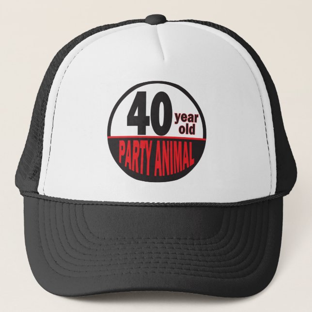 Forty Year Old Party Animal | 40th Birthday Trucker Hat (Front)
