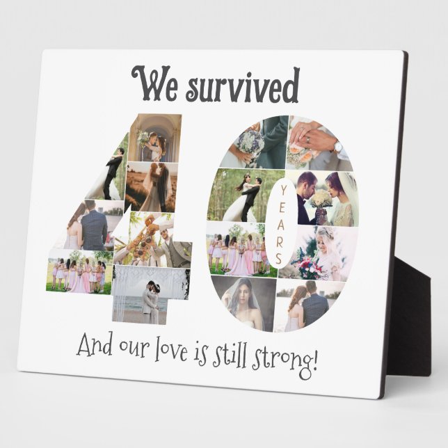 Forty Year Wedding Anniversary Photo Plaque (Side)