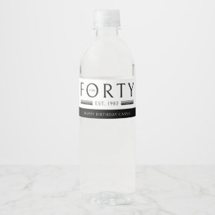 Forty Years 40th Birthday Party Water Bottle Label