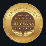 Forty Years Anniversary Celebration Gold Medal Magnet<br><div class="desc">Forty years anniversary celebration gold award with a laurel wreath.</div>