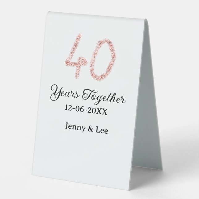 Forty years together black pink glitter bold lette (Front)
