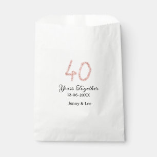 Forty years together black pink glitter bold lette favour bags