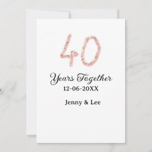 Forty years together black pink glitter bold lette invitation