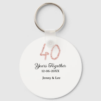 Forty years together black pink glitter bold lette key ring