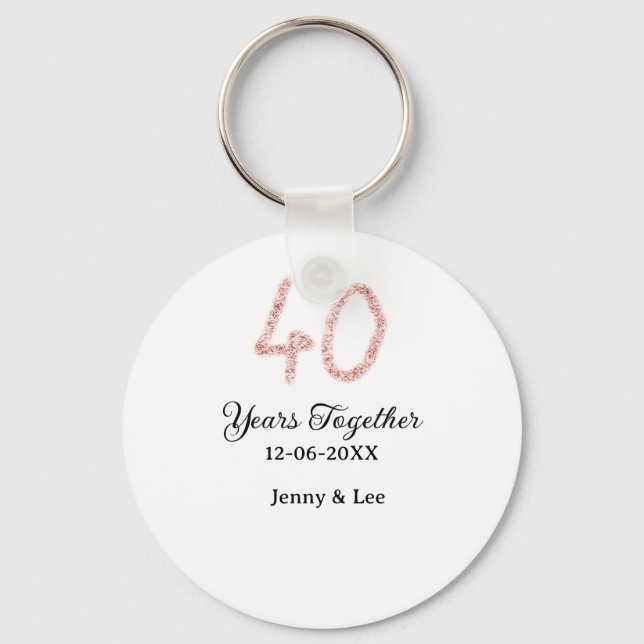Forty years together black pink glitter bold lette key ring (Front)