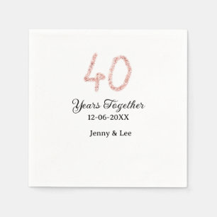 Forty years together black pink glitter bold lette napkin