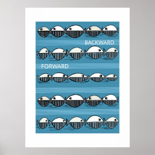 Forward and Backward – Minimal Fish Pattern Poster